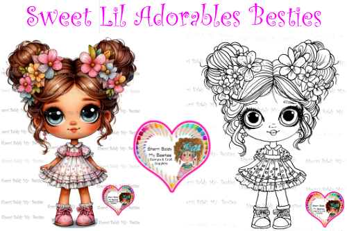 INSTANT DOWNLOAD Digital Digi Stamps & Color Printable~ Big Eye Big Head Dolls Digi 