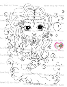 INSTANT DOWNLOAD Digital Digi Stamps Big Eye Big Head Dolls Digi Sea Maiden 001 8   By Sherri Baldy