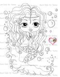 INSTANT DOWNLOAD Digital Digi Stamps Big Eye Big Head Dolls Digi Sea Maiden 001 8   By Sherri Baldy