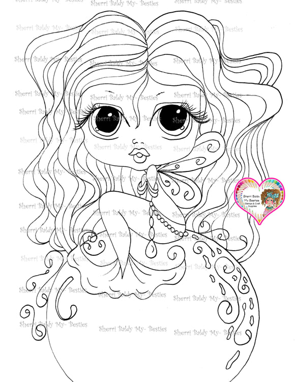 INSTANT DOWNLOAD Digital Digi Stamps Big Eye Big Head Dolls Digi Sea Maiden 002 5  By Sherri Baldy