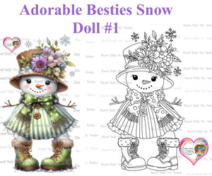 INSTANT DOWNLOAD Digital Digi Stamps & Color Printable~ Big Eye Big Head Dolls Digi "Adorable Besties Snow Dolls 1  " By Sherri Baldy