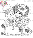 INSTANT DOWNLOAD Digital Digi Stamps & Color Printable~ Big Eye Big Head Dolls Digi "Winter Wondland  Besties Dolls 12  " By Sherri Baldy