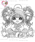 INSTANT DOWNLOAD Digital Digi Stamps & Color Printable~ Big Eye Big Head Dolls Digi "Winter Wondland  Besties Dolls 5  " By Sherri Baldy