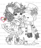 INSTANT DOWNLOAD Digital Digi Stamps & Color Printable~ Big Eye Big Head Dolls Digi "Winter Wondland Besties Dolls 9  " By Sherri Baldy