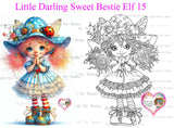 INSTANT DOWNLOAD Digital Digi Stamps & Color Printable~ Big Eye Big Head Dolls Digi "Little Darling Sweet Bestie Elf 15  By Sherri Baldy