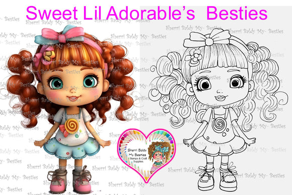 INSTANT DOWNLOAD Digital Digi Stamps & Color Printable~ Big Eye Big Head Dolls Digi 