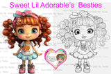 INSTANT DOWNLOAD Digital Digi Stamps & Color Printable~ Big Eye Big Head Dolls Digi "LIL Adorables Besties" IMG 002 7  By Sherri Baldy