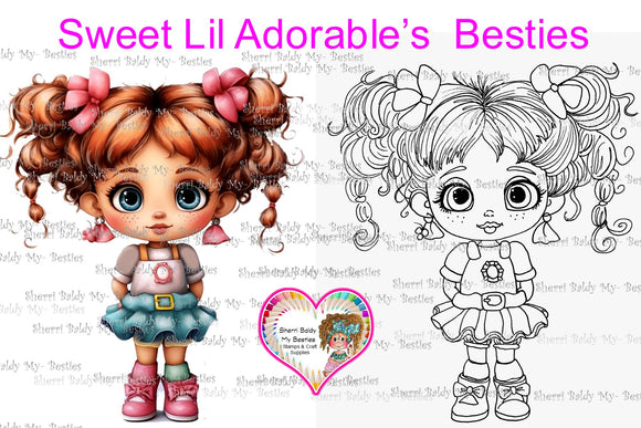 INSTANT DOWNLOAD Digital Digi Stamps & Color Printable~ Big Eye Big Head Dolls Digi 